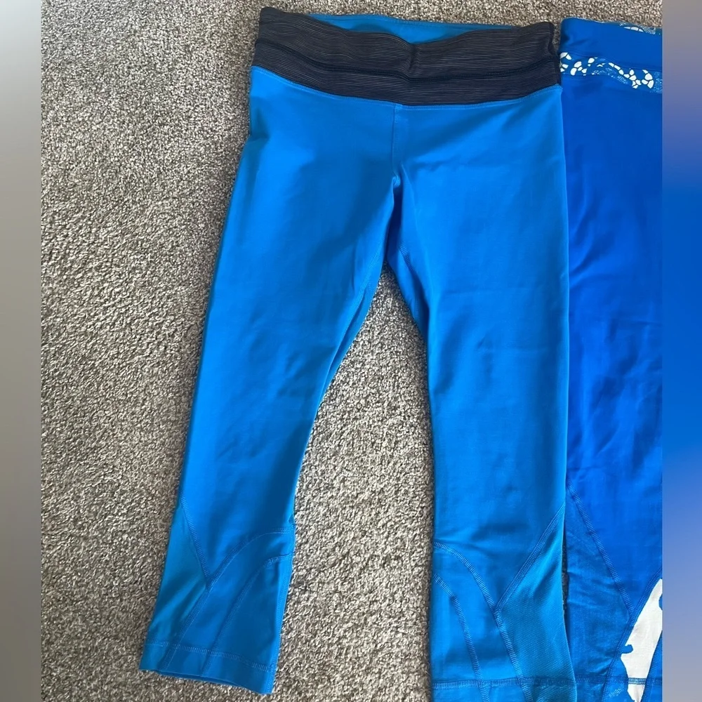 lululemon athletica Bright Blue Capri Leggings Set of 2 Sz 6 EUC - Picture 3 of 8